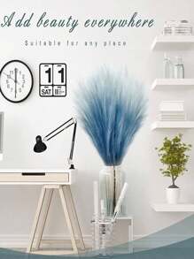 عشب البامباس الاصطناعي، قطعة واحدة بارتفاع 90 سم، عشب بومباس اصطناعي كبير وفاخر لملء أواني الزهور الأرضية، ديكور غرف الأسلوب البوهيمي والريفي والزفاف، عشب البامباس الطويل لأواني الزهور الأرضية، عيد الحب، هدايا عيد الميلاد والتخرج، ديكور الخريف، نباتات اصطناعية - ازرق وابيض - مشاهدة 3