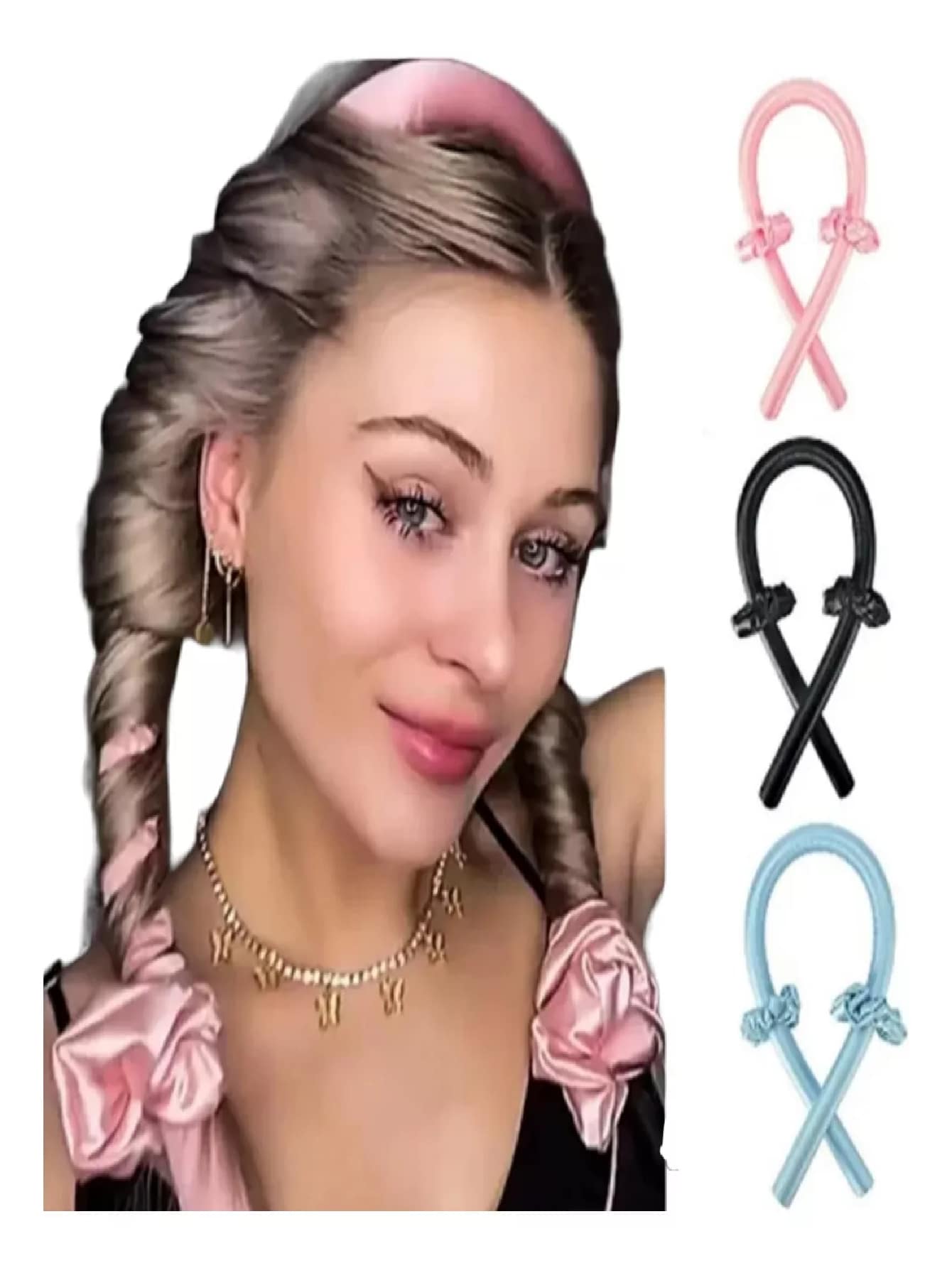 CURLING KIT (Heatless Curls) + SCRUNCHIES - màu đen - Xem 1