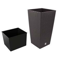 Prosperplast Maceta Rato de 11,4 litros con inserto 20 x 20 x 37,6 cm en color ocre oscuro,para jardín e interiores, estilo moderno - Multicolor - Ver 4