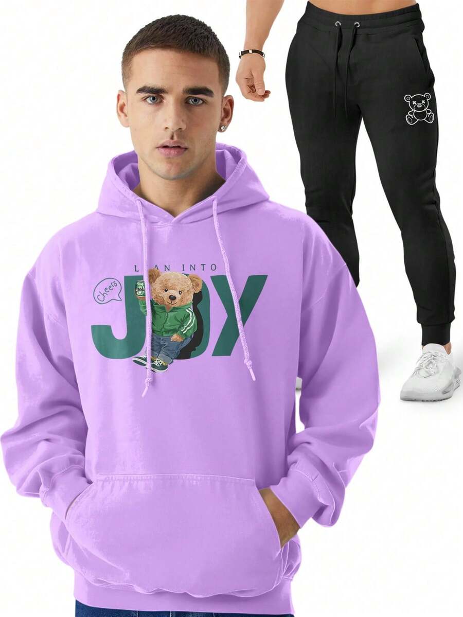 Men Hoodie & Sweatshirt Co-Ords - 中紫紅色 - 查看 1