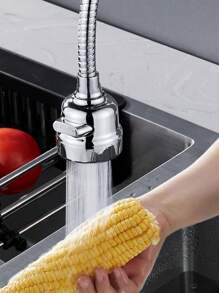 Kitchen Faucet Sprayer Attachment, Movable Faucet Extender For Kitchen Sink, 360° Rotatable Sink Faucet Head Anti-Splash Tap Booster Shower And Water Saving Faucet For Kitchen Kitchen Items Kitchen Accessories Kitchen Tools - Silver - View 4