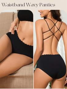 5 Packs Mid Waisted Briefs Underwear Seamless No Show Soft Stretch S-XXL - Black - View 3