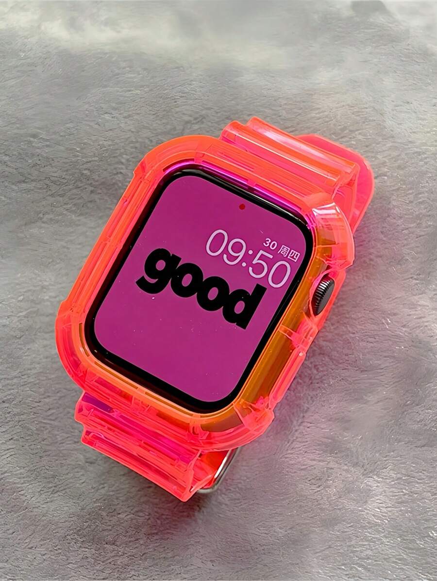 二合一透明运动表带，带保护壳，兼容 表带 38/40/41/42/44/45/46/49mm，果冻运动保护替换腕带，兼容 11/10/9/8/7/6/5/4/3/2/1/SE Ultra 男女款（不含屏幕）