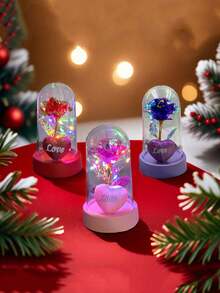 畢業季送給老師的感謝禮物 - 塑料包覆的愛心玫瑰，作為對妻子、母親或生日/周年紀念/聖誕派對禮品的小小感謝，不斷綻放花的美麗 - 彩色 - 查看 5