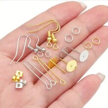 Kit de fabricare a bijuterii 860 buc/cutie cu inele deschise, baze pentru cercei și suporturi, pentru bricolaj pentru bijuterii și repararea cerceilor