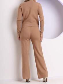 Women Sweater Pants - 杏色 - 查看 4