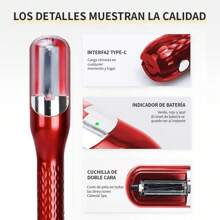 Cortadora de pelo eléctrica, adelgazador de cabello, cortadora de cabello portátil recargable para el hogar, adelgazador de cabello barberia - Rojo - Ver 6
