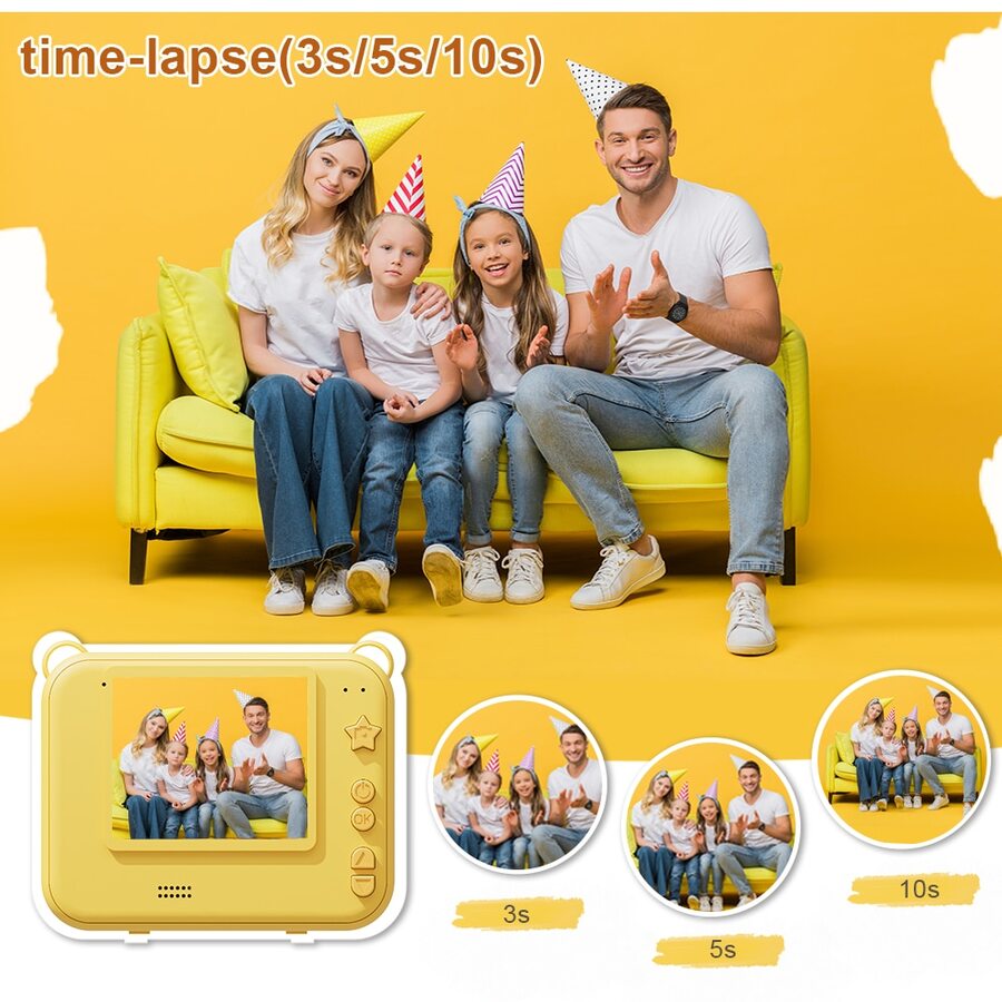 Kids Camera Instant Print 1080P HD 0 Ink Instant Print Photo Christmas Birthday Gifts For