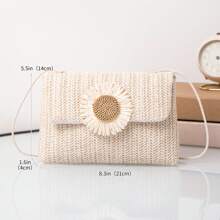 Túi đeo chéo màu trơn thời trang được làm thủ công bằng chất liệu rơm dệt, Thích hợp cho phụ nữ sử dụng hàng ngày, Đồ cần thiết khi đi biển, Đồ cần thiết cho bãi biển, Đồ đi biển & Đồ cần thiết cho mùa hè, Túi xách nữ tốt nhất cho cảm giác đi biển - Màu be - Xem 2