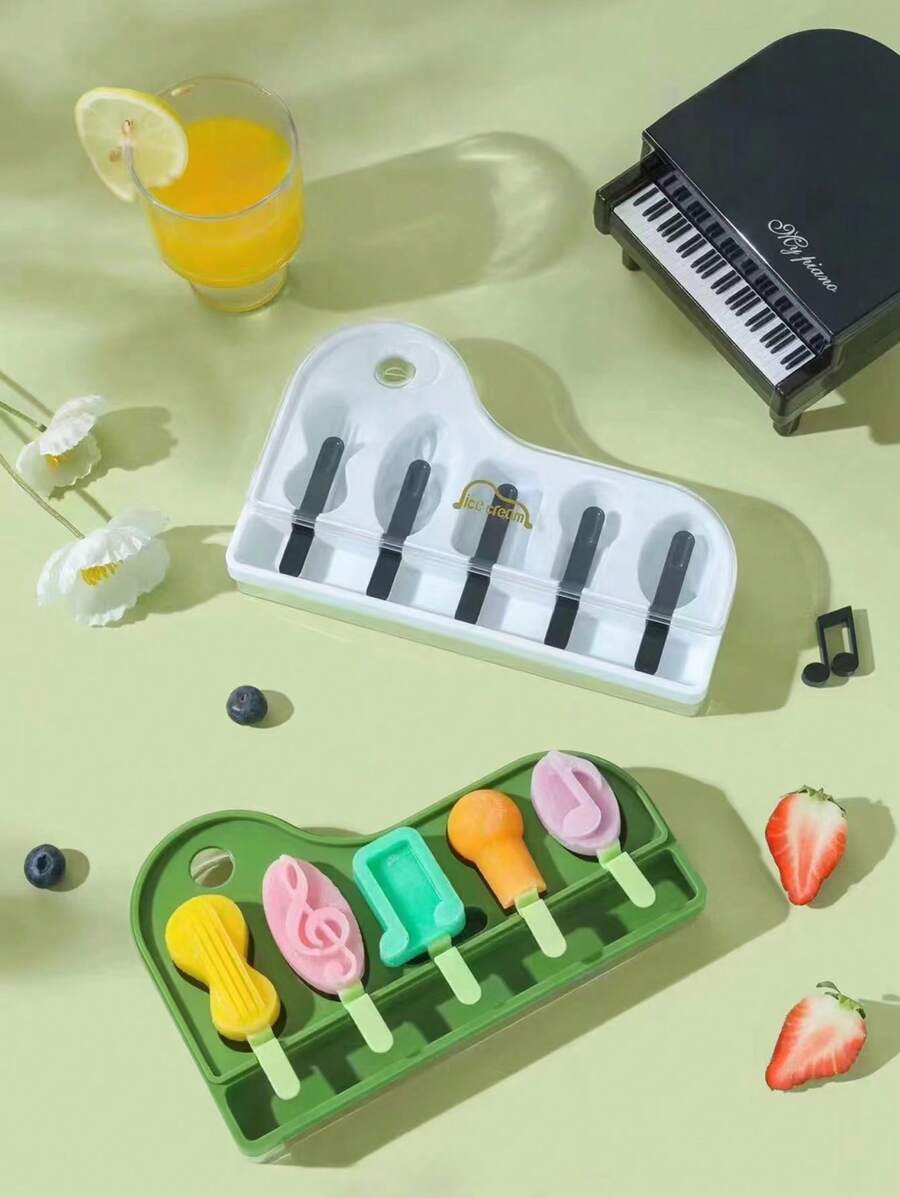 Stampi per ghiaccioli minimalista a forma di pianoforte e nota musicale, cubetti di ghiaccio, per feste, viaggio, matrimonio, compleanno, laurea, addio al celibato/nubilato, cucina, oggetti da cucina, conservazione, decorazione, per esterno - Verde - Visualizzare 1