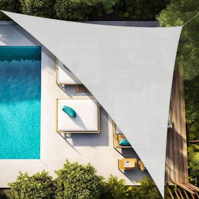 ANTSAY Toldo Vela De Sombra Triangular, 3x3x3M Malla Parasol Impermeable con 95% De Protección UV para Patio, Espacios Exteriores,Jardines,Amarillo