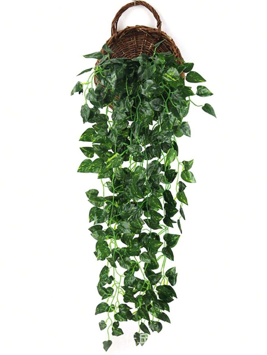 MEHELANY 1入組綠色人造假藤掛墻植物，室內外家居房間花園婚禮花環裝飾用假常春藤葉壁藤 - 綠色 - 查看 1