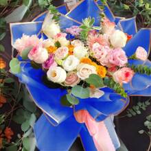 20pcs Bundle Wrapping Paper With Golden Edge, Water-Resistant And Transparent Cellophane Sheets, Suitable For Wedding, Party And Flower Bouquet Making, - Royal Blue - View 5