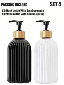 LEAPAIR 1/2 peças Dispenser de Sabonete Recarregável de 500ml com Bomba de Plástico, Dispenser de Bomba de Bambu, Suporte para Garrafa, para Shampoo, Condicionador, Loção, Sabonete Líquido para Banheiro e Chuveiro, Garrafa de Linha de Loção, Garrafa de Limpeza, Decoração de Casa e Móveis, Decoração de Banheiro, Decoração de Outono, De Volta às Aulas