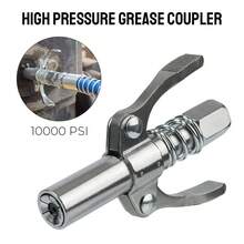 Bomba de aceite de coche tipo jeringa con boquilla de engrase de alta presión 10000 PSI herramienta de reemplazo de aceite de frenos, acoplador de pistola de engrase, accesorios de coche, NPT1/8" - Plateado - Ver 2