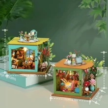 1pc 3D Wooden Miniature House Model DIY Assembly Kit, Creative Birthday Gift, Home Decor - Blue - View 4