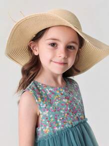 MARC&JANIE Young Girl French Countryside Style Floral Mesh Splice Sleeveless Dress, Summer