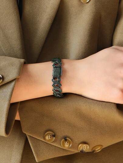 For Women Men Punk Hip Hop Style Rock Party Full Rhinestone Gorgeous Bracelet