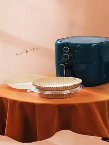 25入組空氣炸鍋墊，吸油紙，非粘性矽質油紙，適用於家庭環形錫箔烤盤和燒烤，節日，派對 - 本色 - 查看 4