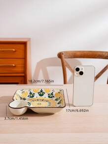 1pc/2pcs 7-Inch Ceramic Plates, Party/Event Tableware, Dumplings Plate, Hotel Restaurant Home Decor, Nordic Modern Creative Colorful Printed Square Plate With Sauce Dish, Snack Plate, Multi-Color Square Plate, Flower Plate - Multicolor - View 22