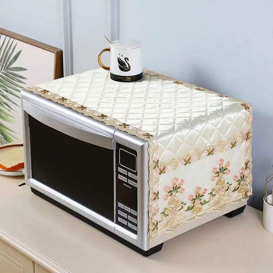 Microwave Oven Baking Cloth Fabric New Universal Cover Cloth, Household Decorative Storage, Oil-Proof, Heat-Resistant, Dust-Proof Cover, Women's Day, Travel Essentials, Wedding Favors, Y2k, Bedroom, Car Accessories Women, Kitchen Decor,Wedding,Y2k,Party - Cream Color - View 1