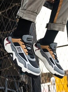 baasploa Men's Retro Football Shoes Sports Shoes Design Non-Slip Wear-Resistant Breathable Mesh + PU Stitching Low-Top Shoes Suitable For Indoor And Outdoor Training Lawn Games, Street Fashion Wear, Gym Sports Multi-Functional Sports Walking Shoes - Black - View 1