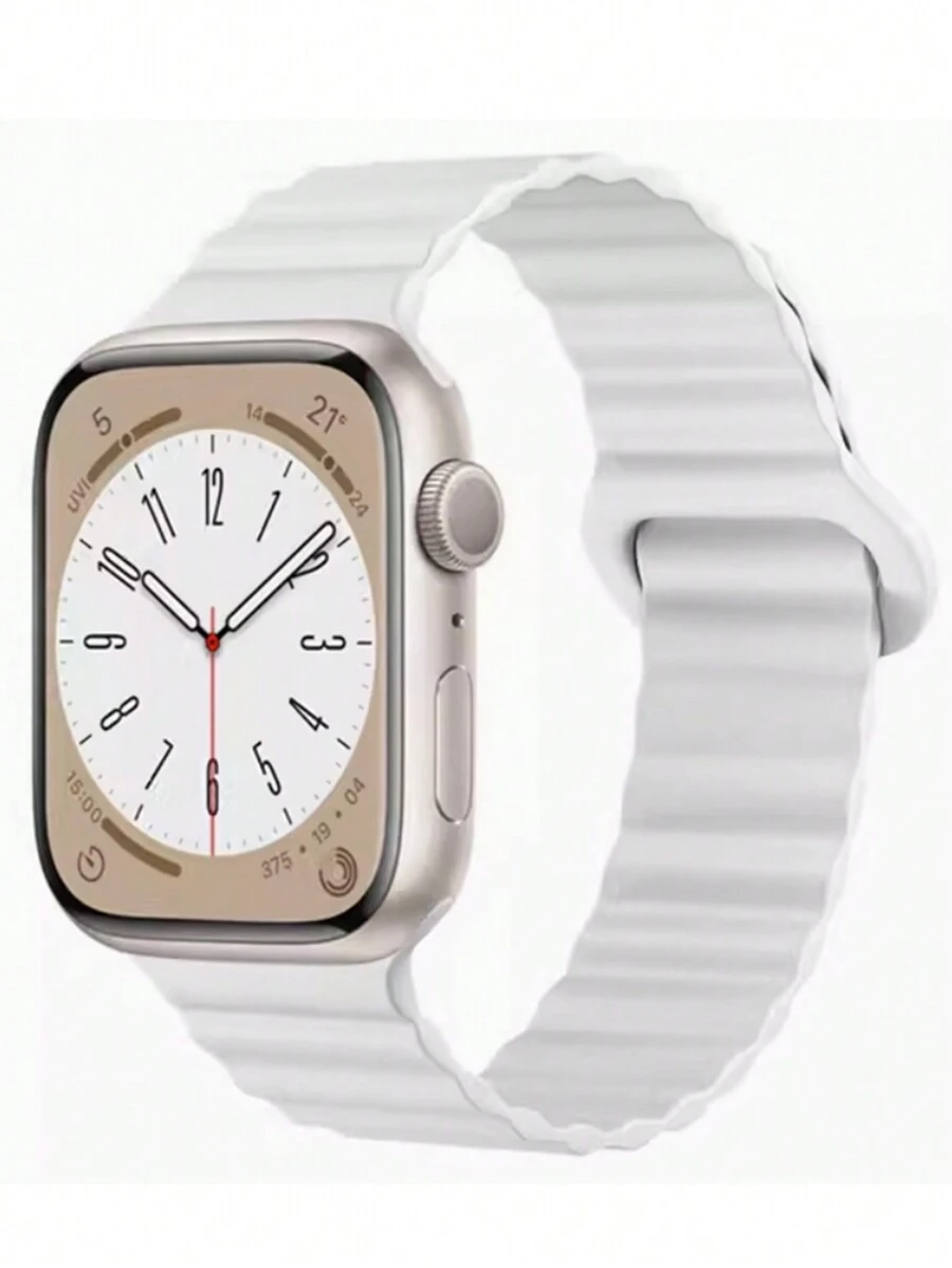1pc Unisex Silicone Magnetic Watch Strap, Compatible With Apple Watch 38mm 40mm 41mm 42mm 44mm 45mm 46mm 49mm For Series Ultra/10/9/SE/8/7/6/5/4/3/2/1 - White - View 1