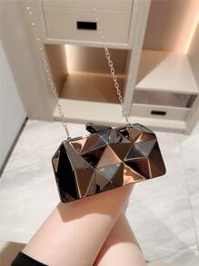 Moonlit EveBag 1個時尚金屬配件獨特造型晚禮服手拿包，派對用袋，婚禮用袋，鏈帶用袋，正式服裝用袋，新娘用袋 - 黑色 - 查看 8