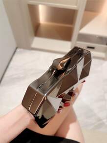 Moonlit EveBag 1個時尚金屬配件獨特造型晚禮服手拿包，派對用袋，婚禮用袋，鏈帶用袋，正式服裝用袋，新娘用袋 - 黑色 - 查看 4