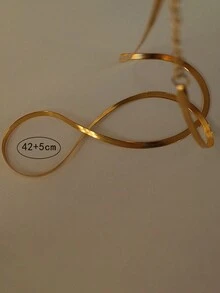 Nooxian 1pc Gold Fashionable Simple Chain Stainless Steel Jewelry Necklace With Unique Personalized - Yellow Gold - View 4