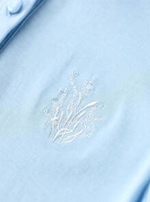 Annil Tween Girls Clothing With Lapel Embroidery Short Sleeved Top, Summer New Long Velvet  Casual Polo Shirt, Bubble Sleeve Top, Versatile