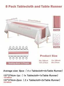 1 bộ/2 bộ/4 bộ khăn trải bàn nhựa dùng một lần và khăn trải bàn satin 54 X 108 inch cho các bữa tiệc Khăn trải bàn 12 X 108 inch cho đám cưới, tiệc sinh nhật, tiệc mừng năm mới, Giáng sinh - màu đen - Xem 4