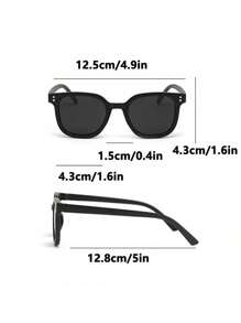 2 件套 - 男女通用儿童方形框架眼镜，适合户外 - 黑色 - 查看 6