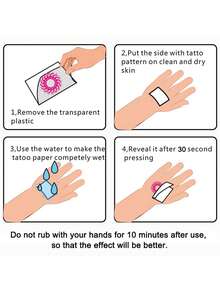 1張手指防水暫時性紋身貼紙，男女兒童藝術貼身紋身 - 黑色 - 查看 6
