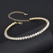 1pc Single Row Rhinestone Women Necklace - Single Row Full Diamond Collar - View 8