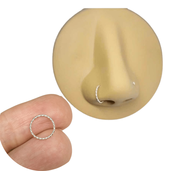 Piercing Argola Trançada Em Prata 925 6mm