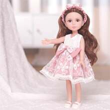 One 14 Inch Fashion Doll Full Vinyl GIrl Doll Cute Madeup Face 5 Removable Joint Princess For Kids Friend Gift,Room Decoration