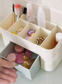1 Pieza Caja Organizadora De MaquillajeTransparente Con Múltiples Cajones,Caja De Almacenamiento Tipo Cajón Cosméticos Multiusos Dormitorio Artículos De Control Remoto Caso - Agua verde azul - Ver 3