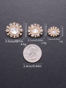 4入組橢圓形仿珍珠&鑽石&凝膠塗層金屬扣子,適用於大衣、防風外套、毛衣、針織開衫、帽子、鞋飾 - 黑色 - 查看 16