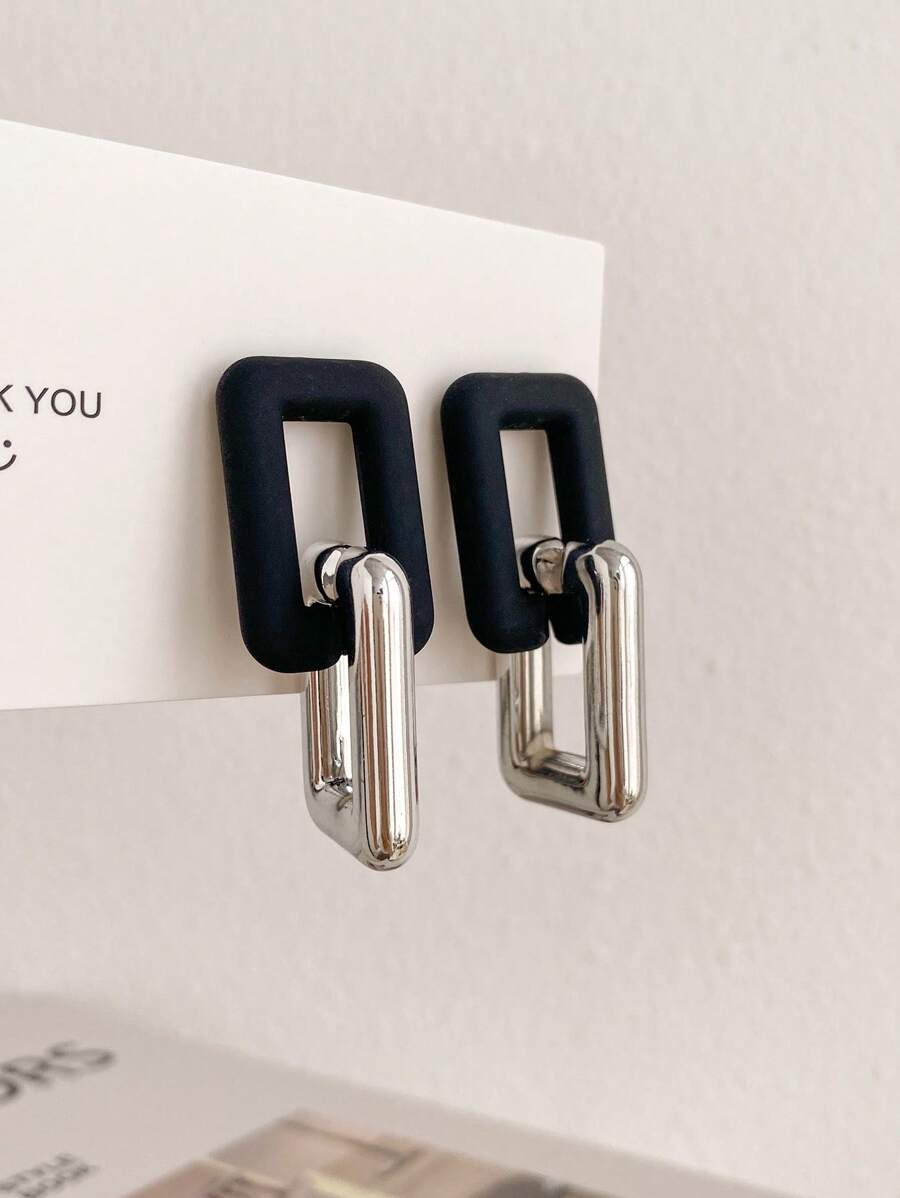 1pair Fashionable Geometric Earrings For Commuting And Party - Multicolor - View 1