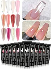 12 Colors Poly Nail Extension Gel 15ml Transparent Nude Pink Poly Nail Gel - Nail Quick Build Jelly Gel Nail Extension Acrylic Gel Varnish Gel For Beginners DIY At Home