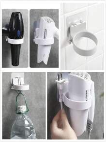 suporte para secador de cabelo de parede auto-adesiv  cinza ou branco aleatório