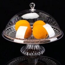 Covered Fruit Tray With Transparent Acrylic Plastic Round Food Dust Cover For Snacks, Desserts, Dried Fruits Christmas Gift - Clear - View 5