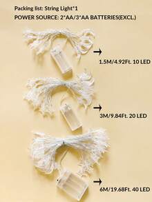 1条1.5/3/6米电池供电家居装饰星月串灯，室内房间装饰仙女灯，卧室装饰，派对装饰，婚礼装饰星光灯，卧室墙面装饰月亮串灯 - 星星+月亮 - 查看 12