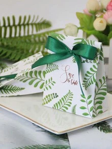 10/5cs Green Mori Style Candy Boxes With Green Ribbon Decoration Wedding Favors Paper Party Chocolate Gift Box Wedding Party Gift Bags - Green - View 3
