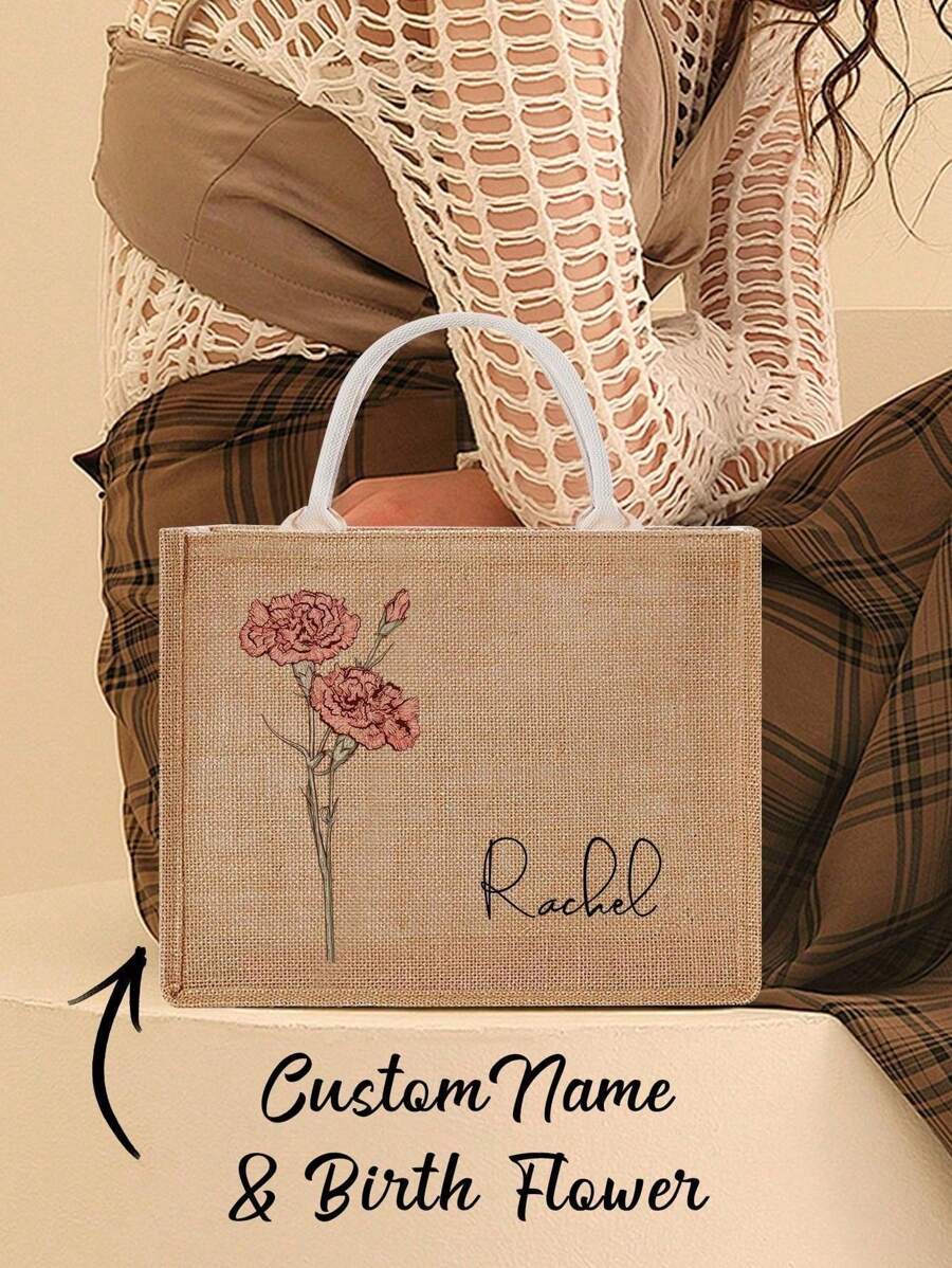 1 Túi Tote vải đay tùy chỉnh, Túi tote hoa tùy chỉnh có tên, Túi tote hoa sinh cá nhân, Túi hoa sinh nhật cá nhân, Tote hoa sinh nhật tùy chỉnh, Túi tote cá nhân, Túi tote phù dâu, Túi tote phù dâu, Túi mua sắm hoa, Tote đeo vai hàng ngày , Quà tặng phù dâu, Quà kỷ niệm, Quà Valentine, Quà sinh nhật, Quà cưới, Quà tặng Ngày của Mẹ, Quà tặng Ngày của Cha, Quà tặng Bạn Thân, Quà tặng cho Mẹ/Cô ấy/Bạn gái/Vợ/Bạn bè - Màu be - Xem 1