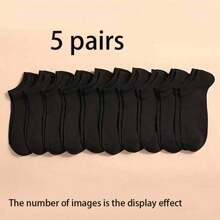 5/10/20 Pairs Solid Black & White Knee-High Socks, Breathable Short Socks For Spring, Summer And Autumn