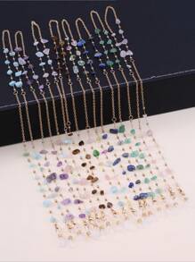 Cute 1pc Natural Stone & Alloy Chain Sunglasses Strap, Fashionable Non-Slip Adjustable Eyeglasses Holder For Women Glasses Accessories For Women - Multicolor - View 1