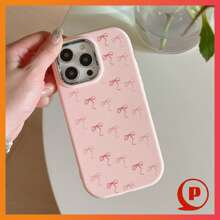 New Anti-Fall Phone Case + Simple Full Screen Pink Bow Phone Case, Compatible With IPhone 15, IPhone 15 Pro Max, 12 Pro Max, 13 Pro Max, 14 Pro Max, 13, 14, 11, 12 Pro, 14, IPhone XS, XR, 78P, 78GES2, Samsung A22, A21S, A51 4G, A52, S22 Ultra, A33 5G, Samsung A53, A23, S23 Ultra, S24, A15, S23, A73, Samsung, Redmi, OPPO Phones
