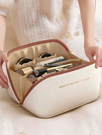 1 حقيبة ماكياج سعة كبيرة للسفر متعددة الوظائف مجموعة أدوات التجميل والعناية الشخصية للنساء، منظم محمول، حقيبة مكياج، منظم مكياج، تخزين مستحضرات التجميل، لوازم العودة إلى المدرسة